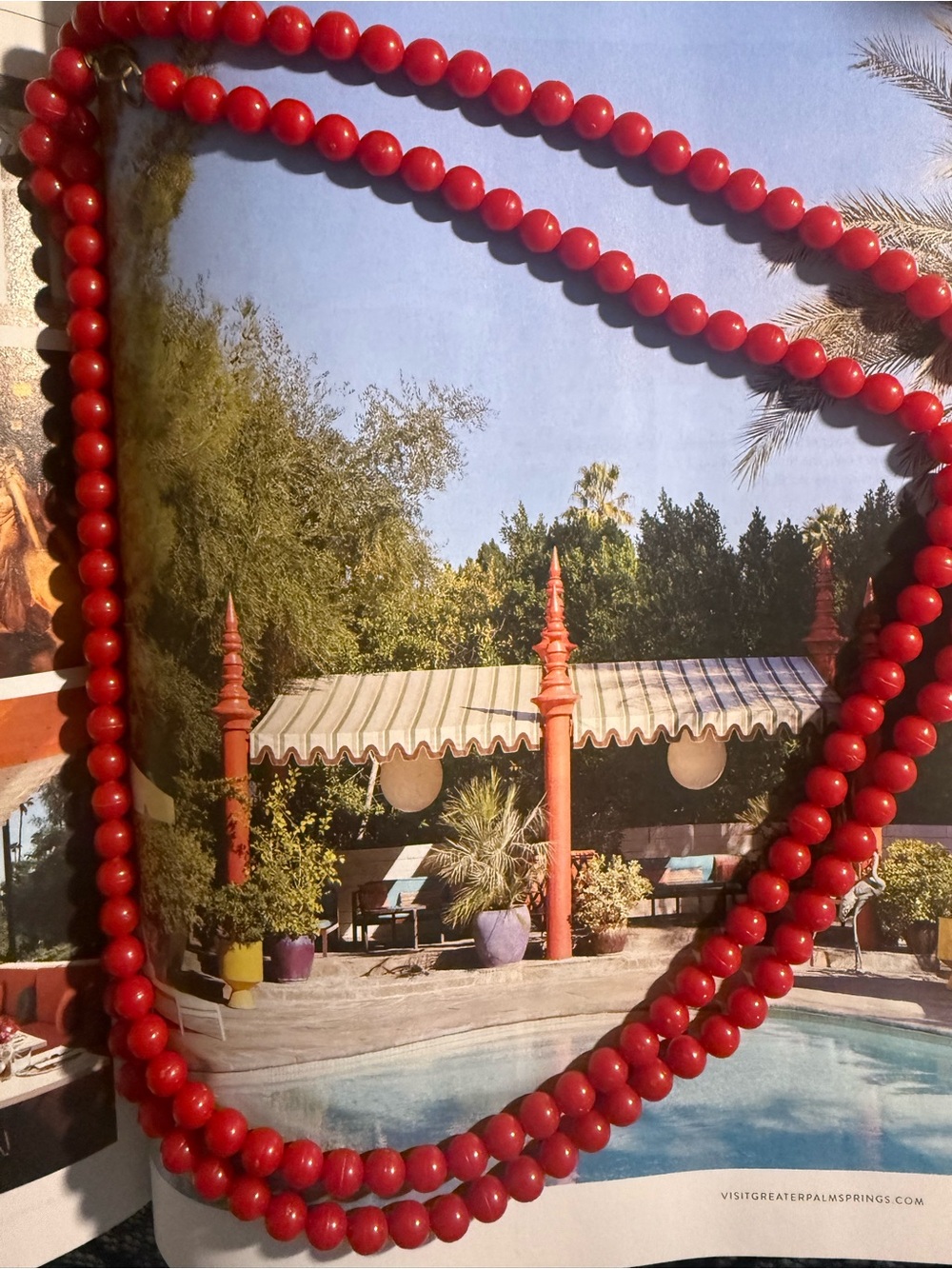 Vintage Red Beaded Necklace - Bold Statement Strand